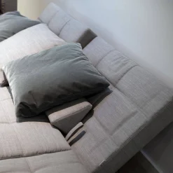 Brühl Ecksofas|Ecksofa Amber Stoff Kvadrat Canvas 2 124 Hellgrau Kufe Chrom Glänzend Inklusive 6 Kissen Mit Verstellbarem Rücken