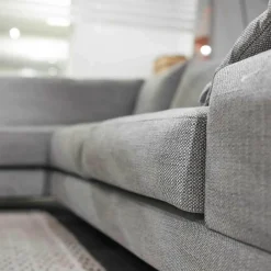 Violetta Ecksofas|Ecksofa Andria Stoff Kairo 90 Grau Eiche Dunkel Geräuchert Mit Holzablage