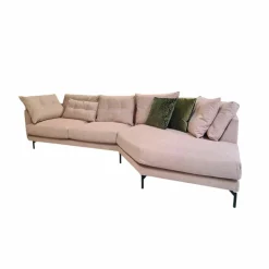 Raum.Freunde Ecksofas|Ecksofa Anesa Stoff Berga Pink 1700 Füße Metall Schwarz
