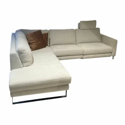 Comfort Republic Ecksofas|Ecksofa Anna A Stoff Carmen Naturel Beige Kufengestell Metall Chromfarbig Mit Motorischer Relaxfunktion