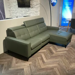 Stressless Ecksofas|Ecksofa Anna Leder Batick Thymian Grün mit Verstellfunktionen