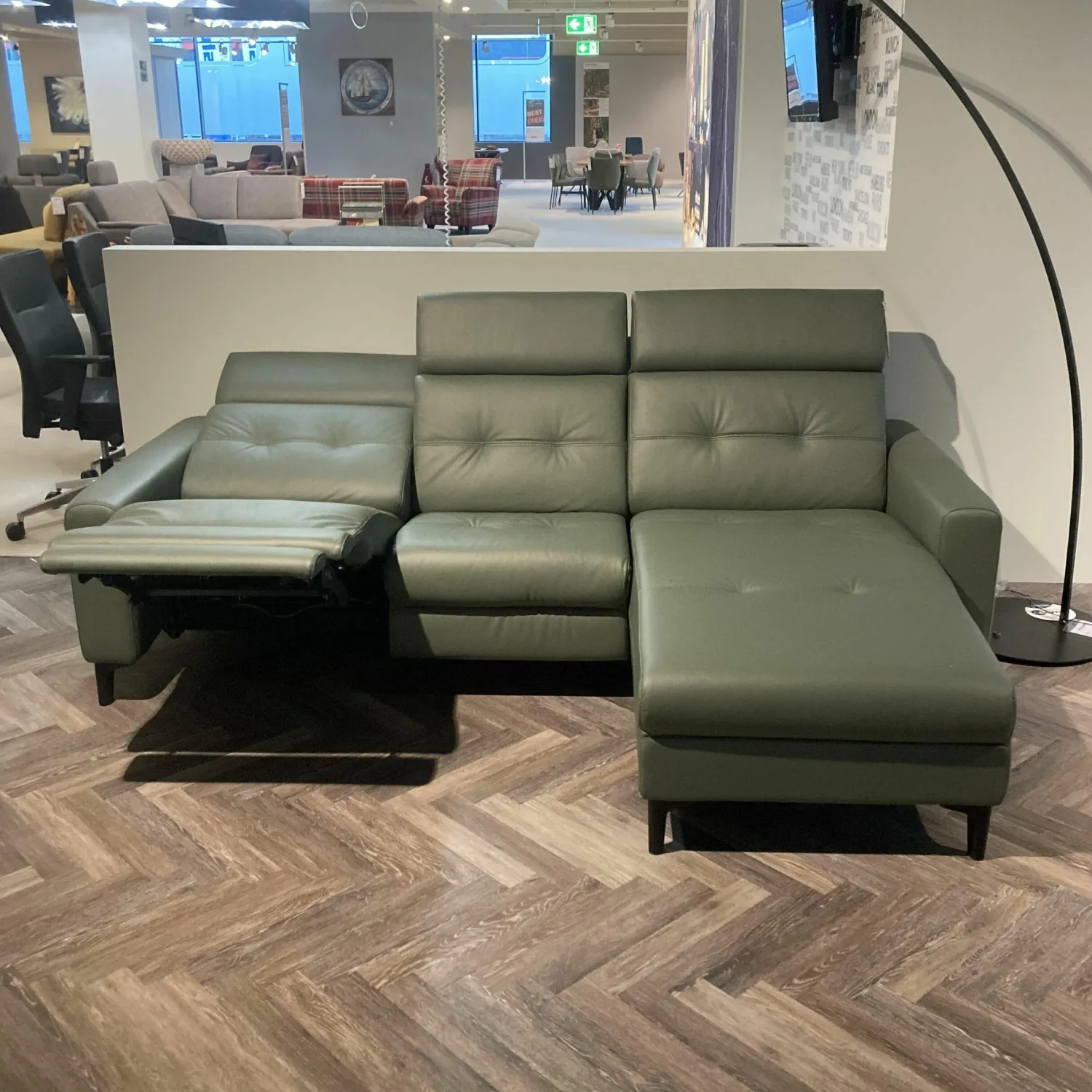 Stressless Ecksofas|Ecksofa Anna Leder Batick Thymian Grün mit Verstellfunktionen