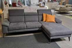 Comfort Republic Ecksofas|Ecksofa Anna-B Stoff Deluxe Steel 44 Grau Füße Metall Schwarz mit Verstellfunktionen