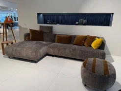 Brühl Ecksofas|Ecksofa Aoyama Stoff 4401 0205 Grau Gestell Metall Schwarz Pulverbeschichtet Inklusive Hocker Und 5 Kissen