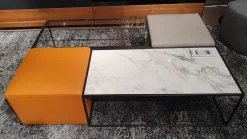 Ditre Italia Ecksofas|Ecksofa Arloth High Bezug Stoff Plaza 003 Beige Grau Gestell Leder Braun Orange Füße Schwarz Metall Inklusive Poufs Und Couchtische