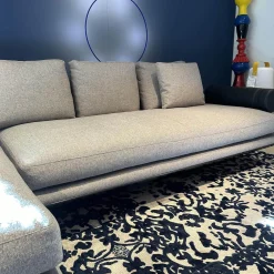B&B Italia Ecksofas|Ecksofa Atoll Bezug Stoff Edit Steingrau Füße Verchromt Schwarz Lackiert Inklusive Sofakissen Rolle