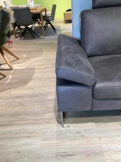 Activineo Ecksofas|Ecksofa Barolo Stoff Relax 66 Graphite Grau mit 2 Kopfstützen