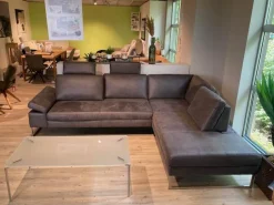 Activineo Ecksofas|Ecksofa Barolo Stoff Relax 66 Graphite Grau mit 2 Kopfstützen