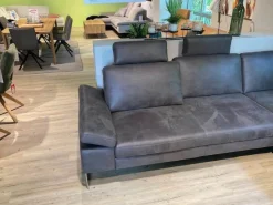 Activineo Ecksofas|Ecksofa Barolo Stoff Relax 66 Graphite Grau mit 2 Kopfstützen