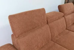 DFM Ecksofas|Ecksofa Beach Stoff Activineo Cats 28 Cognac Braun Füße Metall Gebürstet Mit Querschläferfunktion