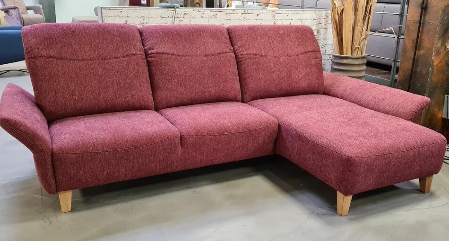 DFM Ecksofas|Ecksofa BelAmi Stoff Lugo 31 Marsala Rot Füße Eiche Geölt