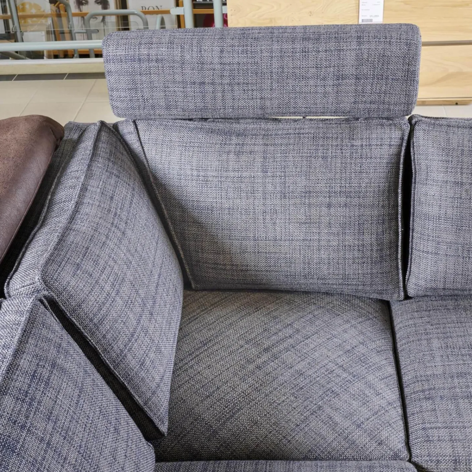 Puhlmann Ecksofas|Ecksofa Bern Stoff Sunnyboy CH3031 Grau 096 Füße Metall Diamond Schwarz Matt