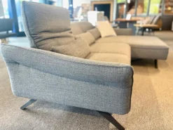 Contur Ecksofas|Ecksofa Bormio Stoff Udine Graphit Grau Gestell Schwarz Inklusive Lendenkissen
