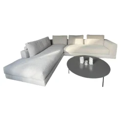 Violetta Ecksofas|Ecksofa Boxspring Stoff 30 Universe 019 Greige Grau mit 4 Rückenkissen
