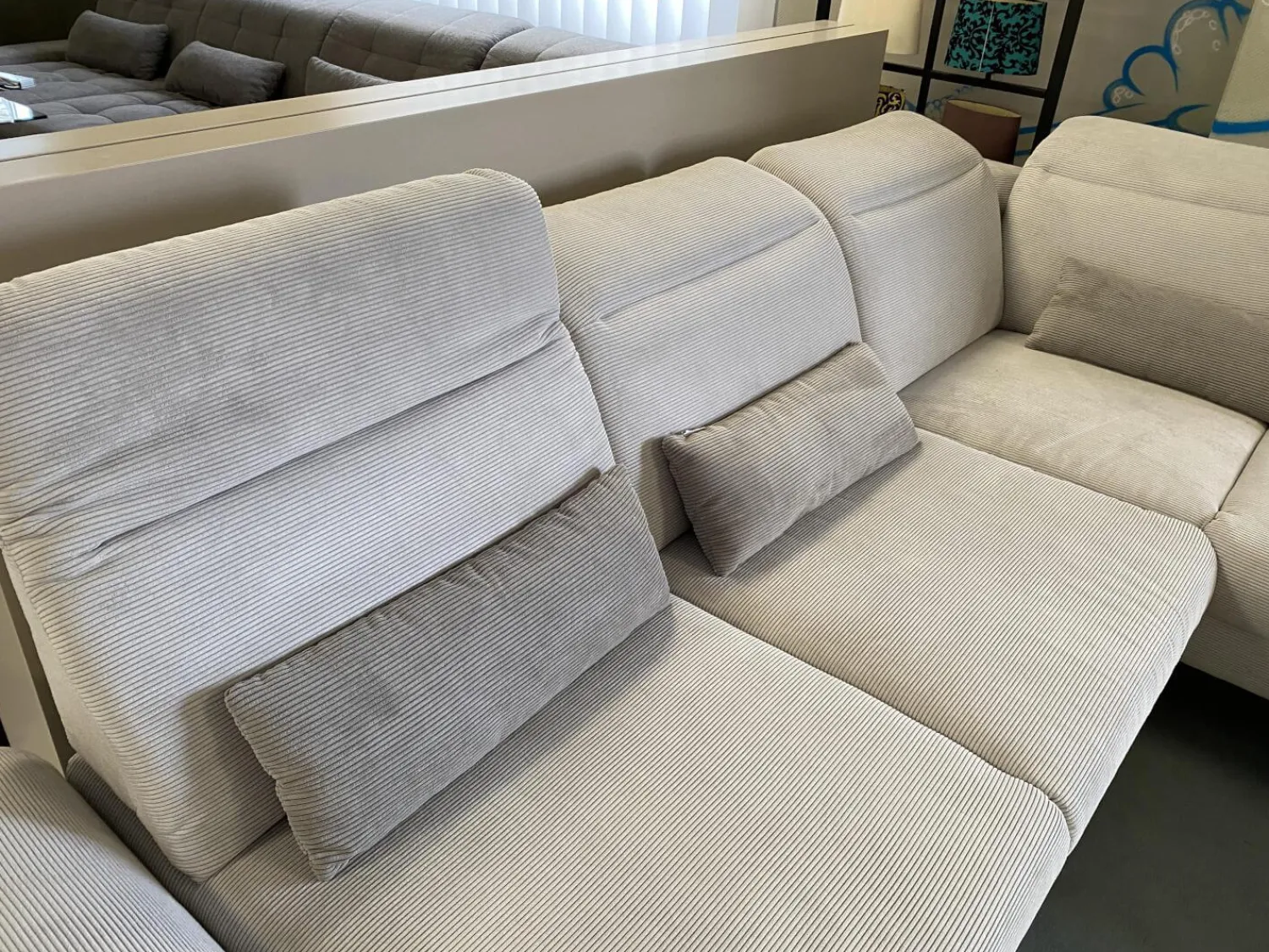 Sit & More Ecksofas|Ecksofa Breda Cord Stoff Rebbit Silver Silber Füße Schwarz Matt Inklusive Verstellungen Und Nierenkissen