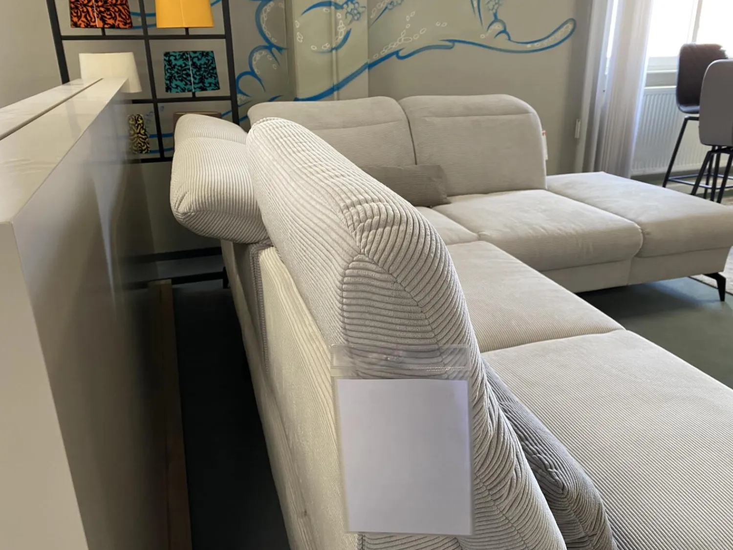 Sit & More Ecksofas|Ecksofa Breda Cord Stoff Rebbit Silver Silber Füße Schwarz Matt Inklusive Verstellungen Und Nierenkissen