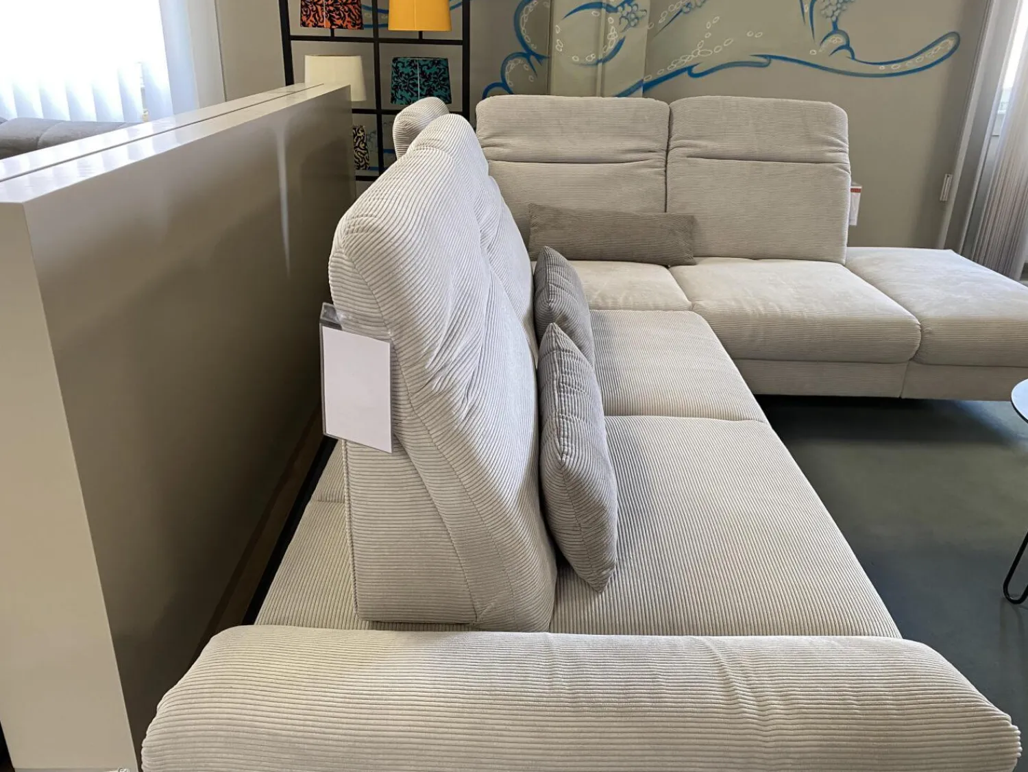 Sit & More Ecksofas|Ecksofa Breda Cord Stoff Rebbit Silver Silber Füße Schwarz Matt Inklusive Verstellungen Und Nierenkissen