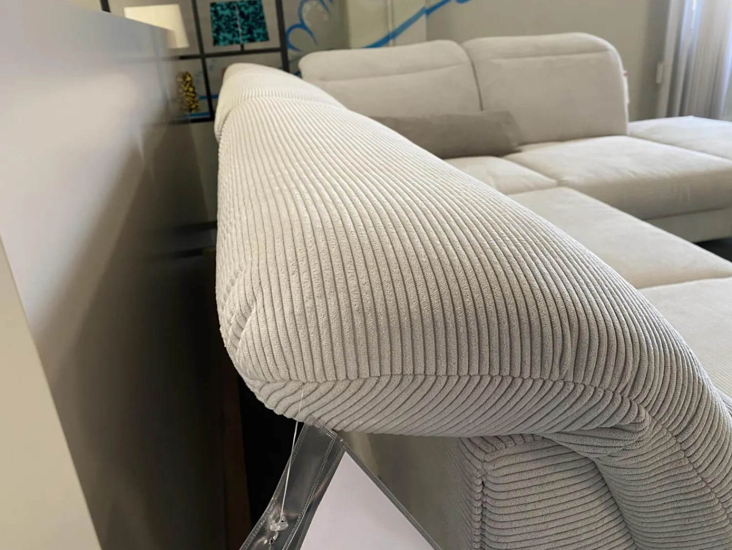 Sit & More Ecksofas|Ecksofa Breda Cord Stoff Rebbit Silver Silber Füße Schwarz Matt Inklusive Verstellungen Und Nierenkissen