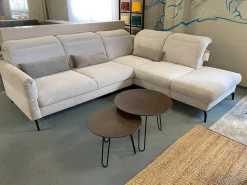 Sit & More Ecksofas|Ecksofa Breda Cord Stoff Rebbit Silver Silber Füße Schwarz Matt Inklusive Verstellungen Und Nierenkissen