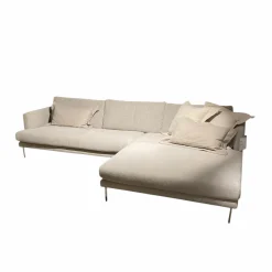 Casamobile Living Ecksofas|Ecksofa Britt Stoff 2 Sneak Natur Beige Füße Metall Inklusive Kissen