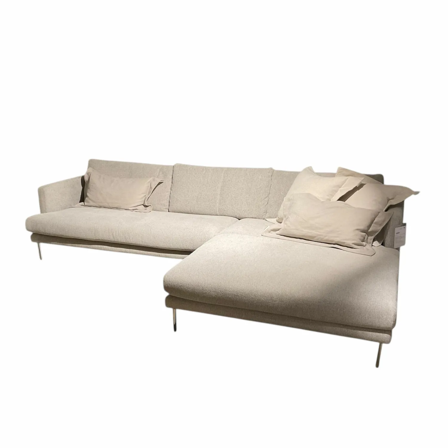 Casamobile Living Ecksofas|Ecksofa Britt Stoff 2 Sneak Natur Beige Füße Metall Inklusive Kissen
