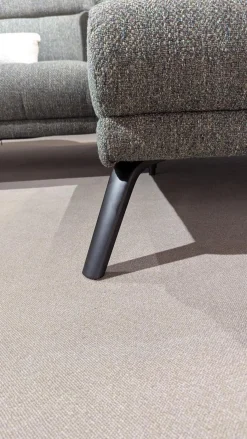 Poco Ecksofas|Ecksofa Brixton Stoff Jazz Khaki 757 Grau Fuß Schwarzmatt mit Fußstütze