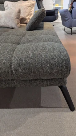 Poco Ecksofas|Ecksofa Brixton Stoff Jazz Khaki 757 Grau Fuß Schwarzmatt mit Fußstütze