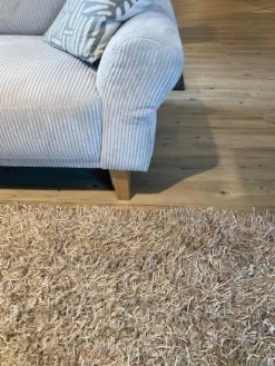 Activineo Ecksofas|Ecksofa Bronx Stoff Cord 196 Shell Grau Füße Massivholz Geölt