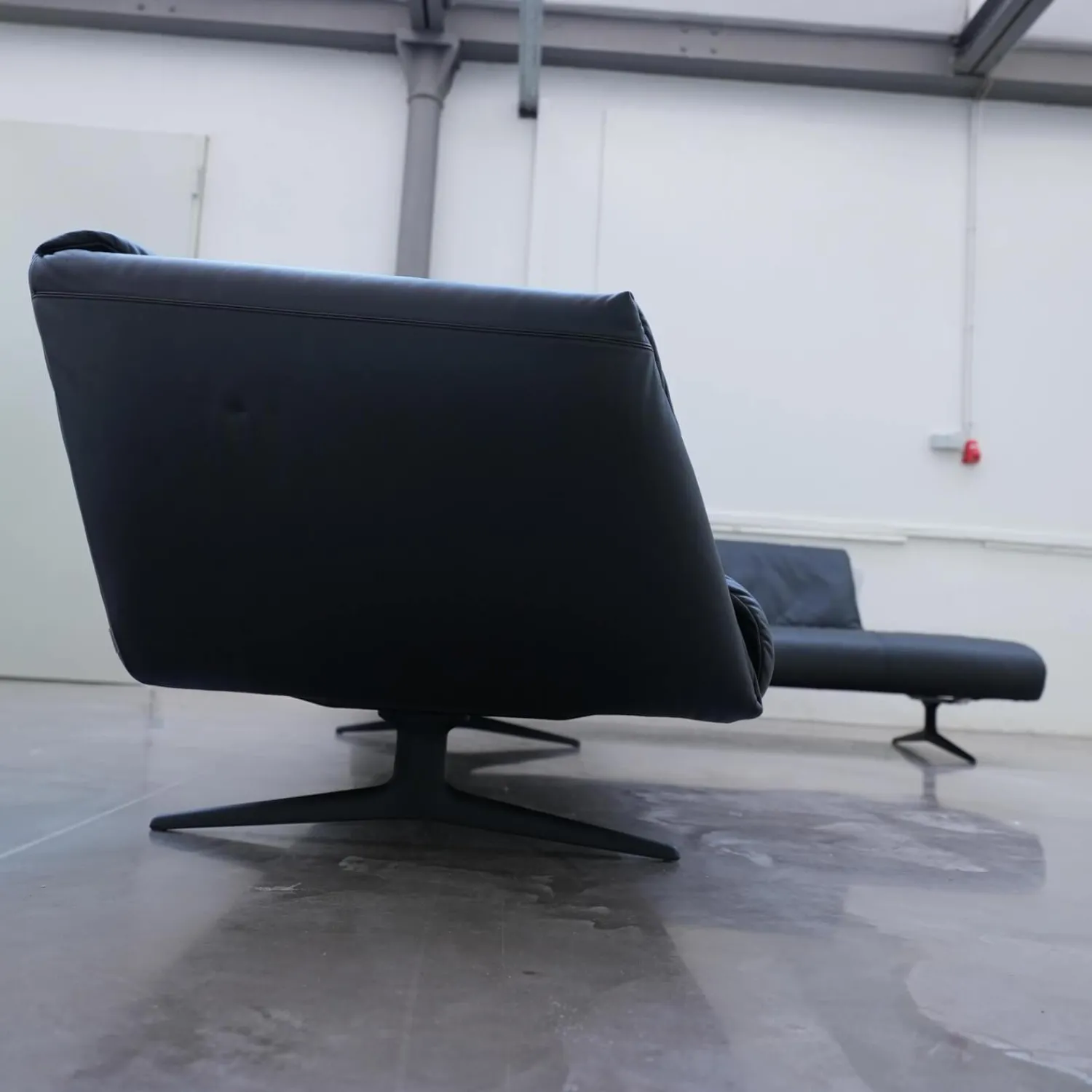 Walter Knoll Ecksofas|Ecksofa Bundle 630 Bezug Leder Ascot Black Metallgestell Schwarz