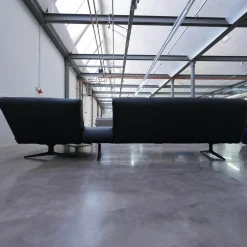 Walter Knoll Ecksofas|Ecksofa Bundle 630 Bezug Leder Ascot Black Metallgestell Schwarz