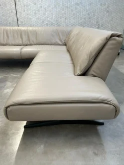 Walter Knoll Ecksofas|Ecksofa Bundle 630 Leder Rodeo Soft 1417 Pebble Grau Beige Gestell Schwarz Matt Pulverbeschichtet