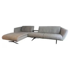Walter Knoll Ecksofas|Ecksofa Bundle Bezug Stoff Sonora 7867 Bark Grau Füße Matt Bronze Mit Filzgleitern