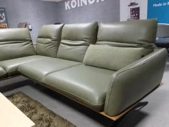 Koinor Ecksofas|Ecksofa Calmo 1 Leder B Bonito Canna Grün Massivholzrahmen Wildeiche Gestell Metallkufe Schwarz Pulverbeschichtet