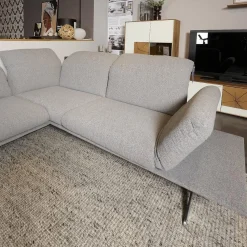 Koinor Ecksofas|Ecksofa Calmo Stoff Clever Clean 13-Educa 93 Grau Fuß Kufe Nr 1 Nickel Satiniert