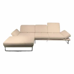 Candy Ecksofas|Ecksofa Camin Stoff Textilgewebe Easy Care White Weiß Kufengestell Metall Chrom Glänzend Verstellbar