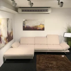 Candy Ecksofas|Ecksofa Camin Stoff Textilgewebe Easy Care White Weiß Kufengestell Metall Chrom Glänzend Verstellbar