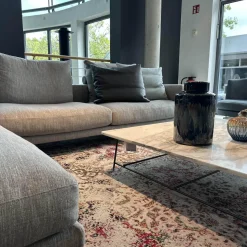 Flexform Ecksofas|Ecksofa Campiello Stoff Extra Elvira N1724 Grau Füße Metall Brüniert Inklusive 8 Kissen