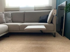 Rolf Benz Ecksofas|Ecksofa Cara 2020 Stoff 14.162 Steingrau Ablage Eiche Furniert Kufe Stahl Umbragrau