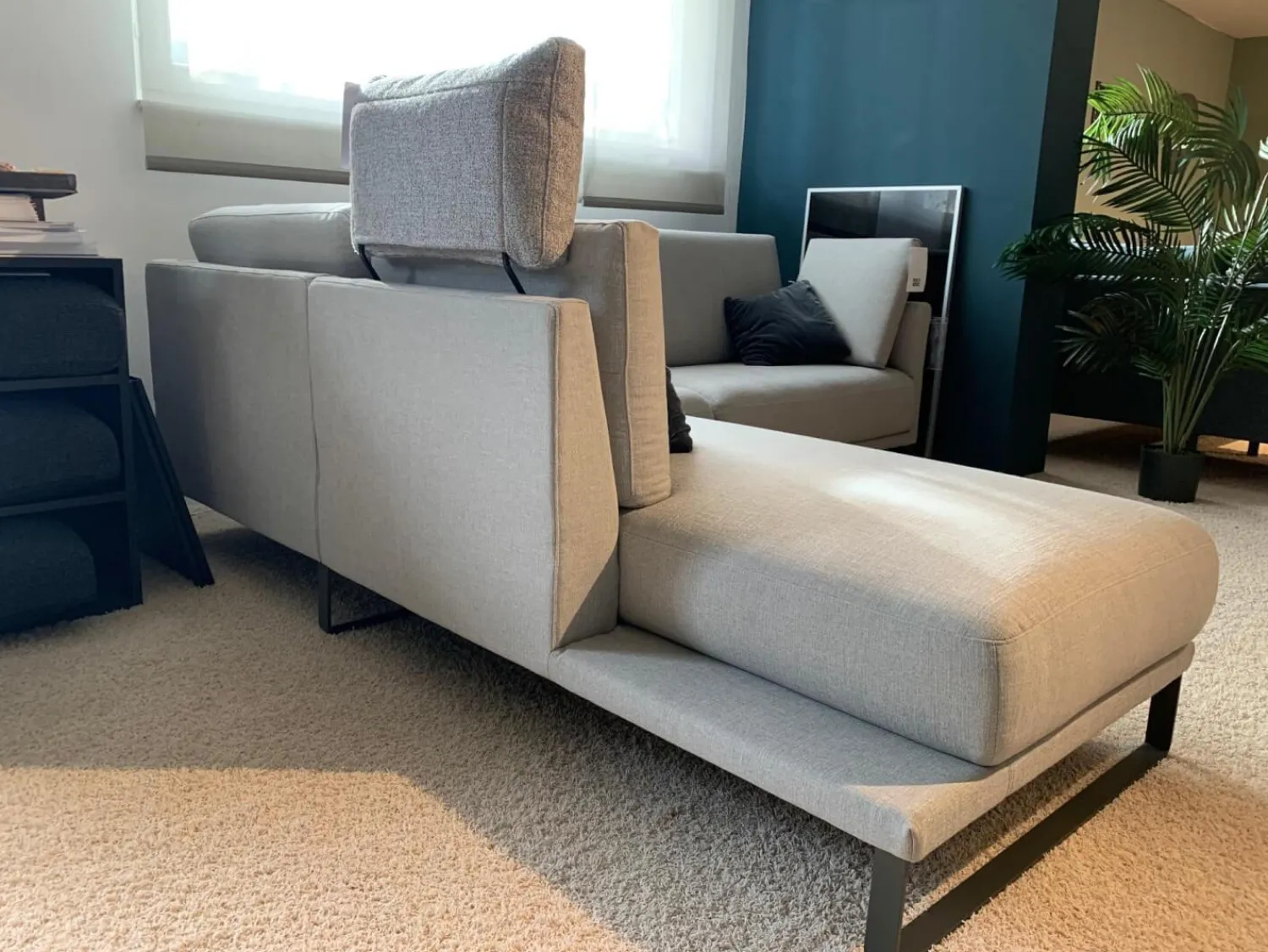 Rolf Benz Ecksofas|Ecksofa Cara 2020 Stoff 14.162 Steingrau Ablage Eiche Furniert Kufe Stahl Umbragrau