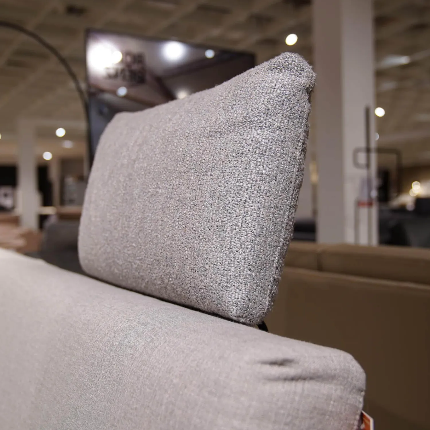 Rolf Benz Ecksofas|Ecksofa Cara Bezug Stoff 14.162 Steingrau Fuß Kufe Stahl Schwarz Ablage Eiche Furniert Mit Verstellbarem Rücken