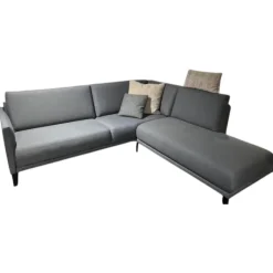 Rolf Benz Ecksofas|Ecksofa Cara Stoff 14 167 Azurblau Blau Grau Füße Schwarz Inklusive Kopfstützbügel Und Kissen