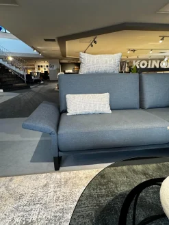 Rolf Benz Ecksofas|Ecksofa Cara Stoff 14 167 Azurblau Blau Grau Füße Schwarz Inklusive Kopfstützbügel Und Kissen