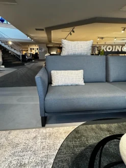 Rolf Benz Ecksofas|Ecksofa Cara Stoff 14 167 Azurblau Blau Grau Füße Schwarz Inklusive Kopfstützbügel Und Kissen