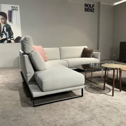 Rolf Benz Ecksofas|Ecksofa Cara Stoff 22.309 Achalgrau Gestell Kufe In Stahl Schwarz Mit Niedrigem Rückenkissen