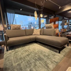 Rolf Benz Ecksofas|Ecksofa Cara Stoff 14.164 Mittel Eisengrau Stoff 22.202 Hell Staubgrau Füße Schwarz