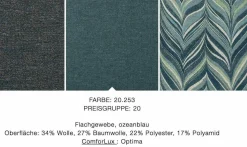 Rolf Benz Ecksofas|Ecksofa Cara Stoff 20.253 Ozeanblau Füße Umbragrau mit Kissen