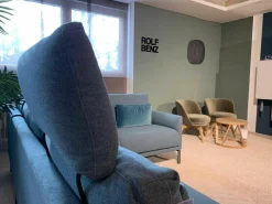 Rolf Benz Ecksofas|Ecksofa Cara Stoff 20.253 Ozeanblau Füße Umbragrau mit Kissen