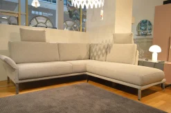 Rolf Benz Ecksofas|Ecksofa Cara Stoff Weißgrau 26.202 mit Holz-Ablage Schwenkbar