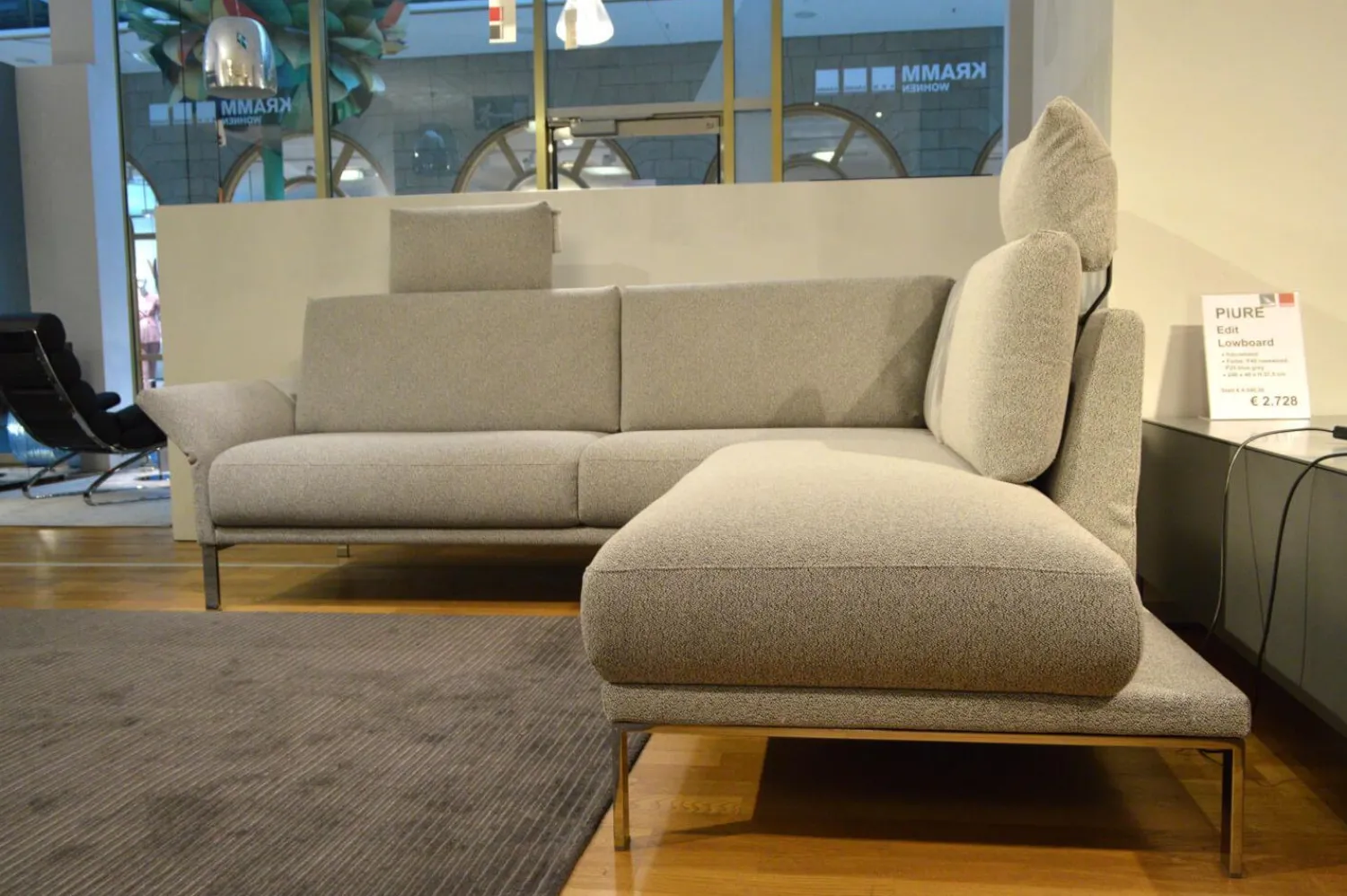 Rolf Benz Ecksofas|Ecksofa Cara Stoff Weißgrau 26.202 mit Holz-Ablage Schwenkbar