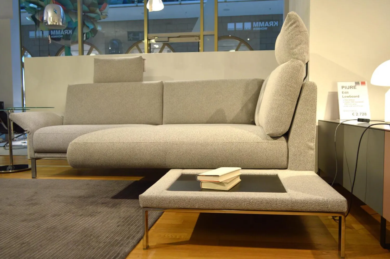 Rolf Benz Ecksofas|Ecksofa Cara Stoff Weißgrau 26.202 mit Holz-Ablage Schwenkbar